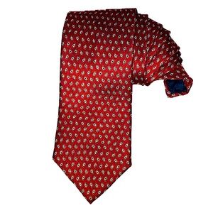 Brooks Brothers “basics” luxury silk tie, paisley print, rust red with white